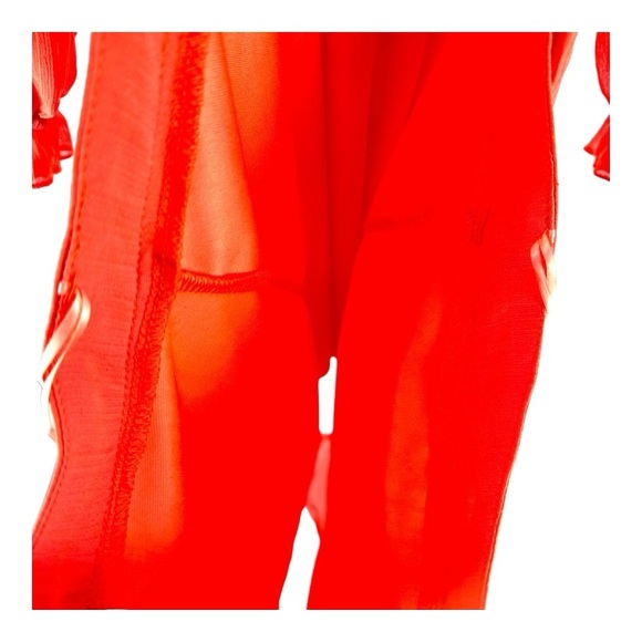 VICI X Fate | NWT XL Peach Cutout Dress Lace Back Ruffle - Picture 9 of 12